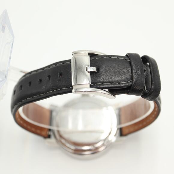 Fossil Rhett Mens Black Roman Date 42mm Watch BW1015 Black Leather w New Battery - Picture 10 of 13